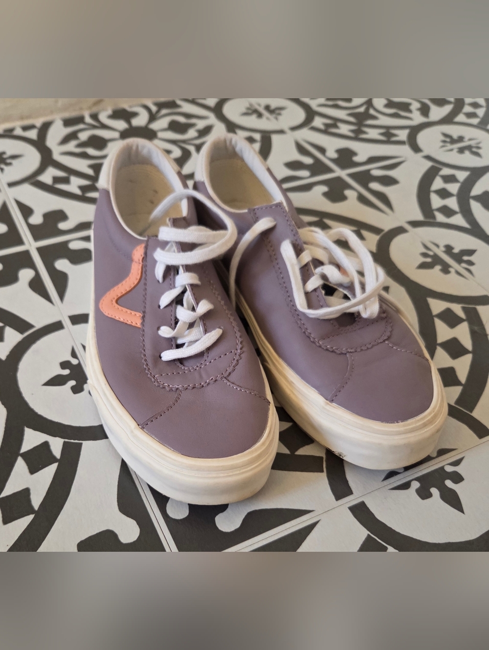 Vans Lavender Low-Top Sneakers with Peach Side Stripe